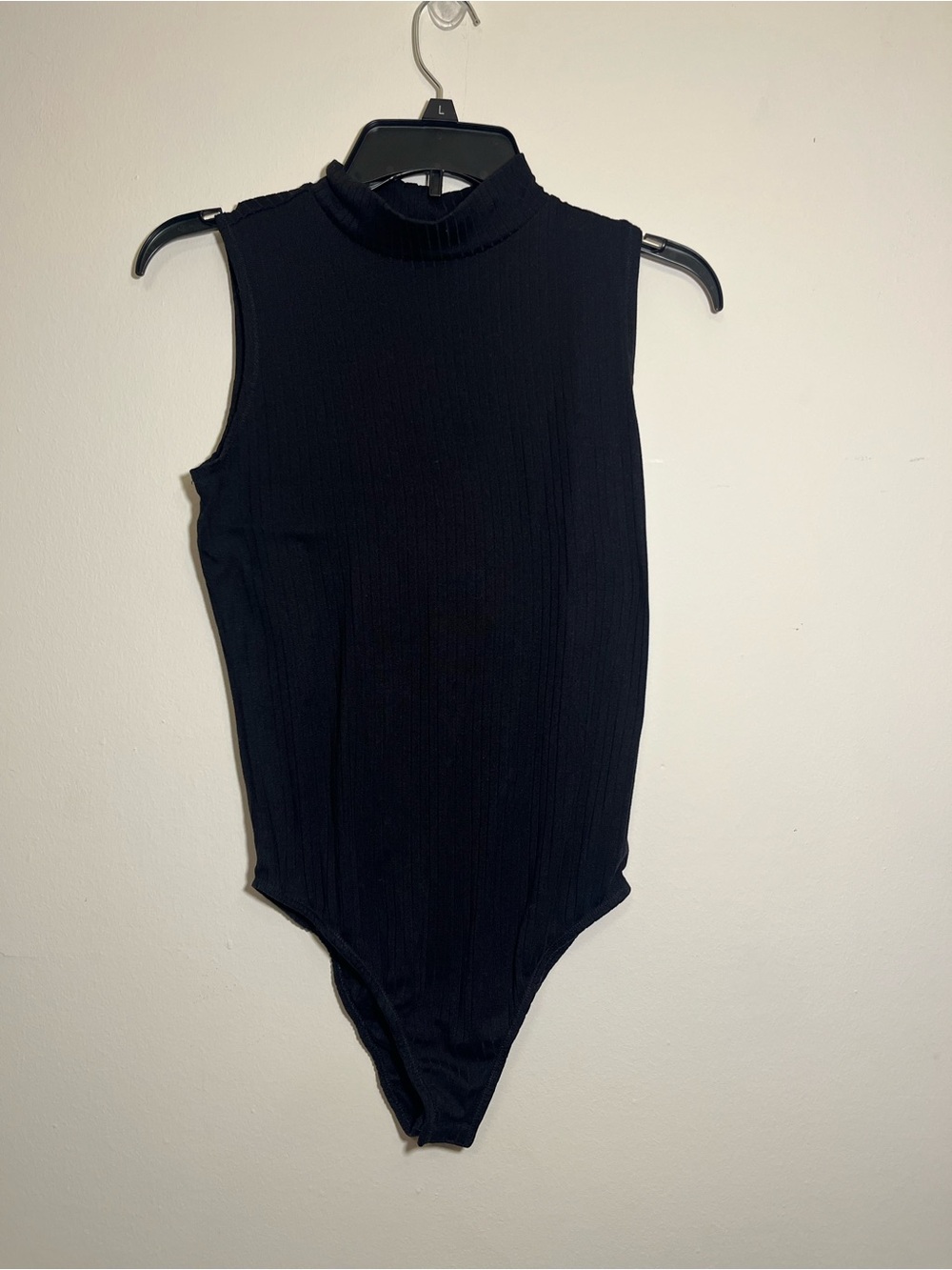 eye candy Black Ribbed Sleeveless Mock Neck bodysuit - Picture 2 of 4